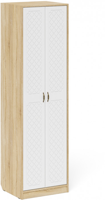 Прихожая П-6 Компоновка № 13, дуб сонома/фасады МДФ белое дерево фрезеровка ромб
