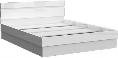Челси Кровать 160 (Белый глянец, Белый)