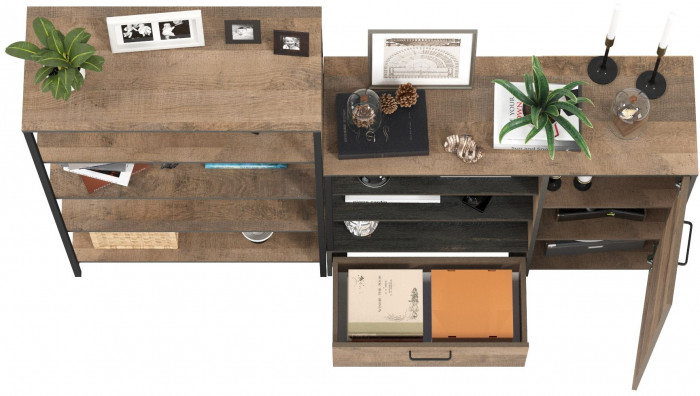 Трувор 13.151.01 Стеллаж + 13.307.01 Комод, дуб гранж песочный/интра