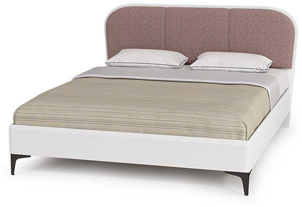 Валенсия Спальня 11.36.02 Кровать БЕЗ ортопеда, цвет ЛДСП белый шагрень/МДФ бел шагрень/ткань велутто 19, ШхГхВ 174х204х103,8 см., 1600х2000, б/м, б/о