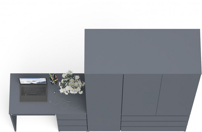 Мори компьютерный стол МС-6 правый + Шкаф МШ1200.1, графит
