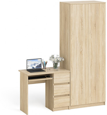 Мори Стол компьютерный МС-6 правый + Шкаф МШ800.1, цвет дуб сонома, ШхГхВ 170,4х50,4х209,6 см., выдвижные ящики справа, НЕ универсальная сборка