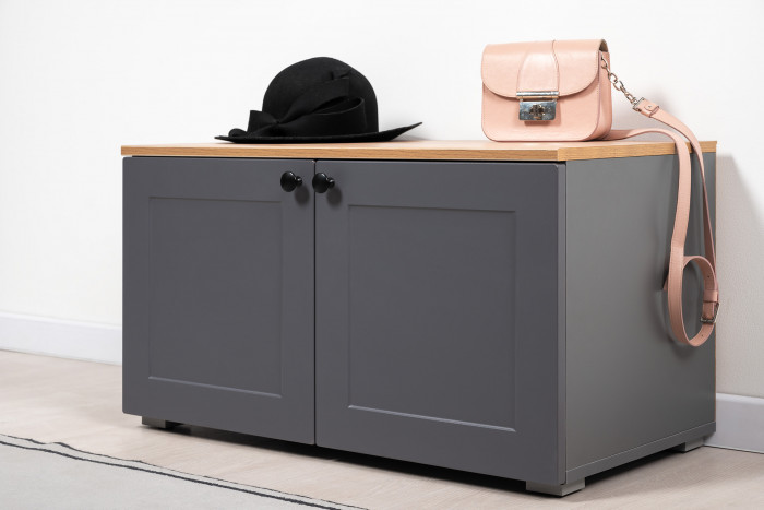 Остин 16.221 Комод + 16.121 Тумба для обуви + 13.257 Тумба, цвет серый графит/дуб крафт золотой, ШхГхВ 280х41,9х99,3 см.