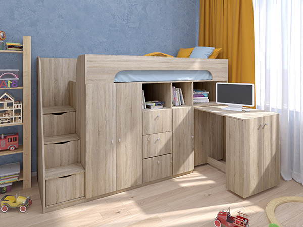 Кровать чердак Астра 11 Сонома/Сонома