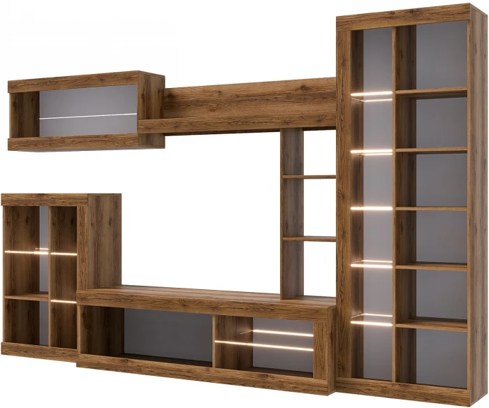 Прага Модульная Гостиная, вариант №4, делано/Черный глянец