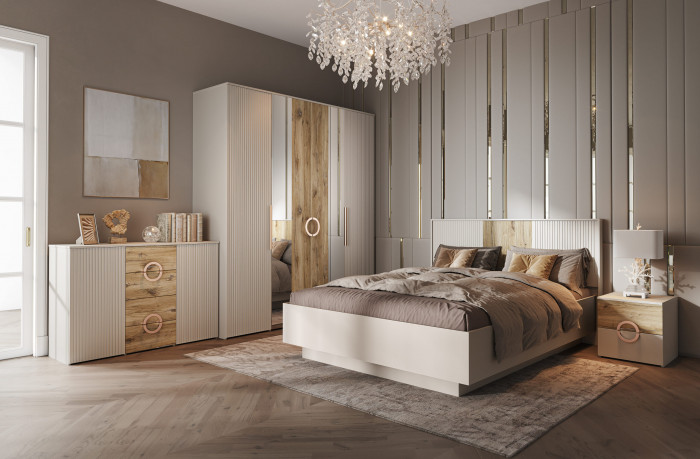 Набор мебели для спальни "Виола" - Персидский жемчуг/Дуб Флагстафф песочный