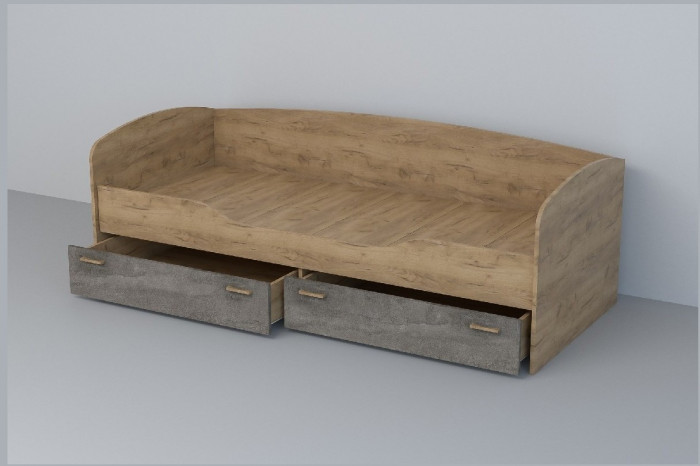 Кровать 0,8 арт.016 (Бетон Светлый/Белый Глянец)