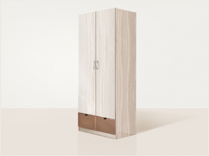 Бриз МДФ Шкаф 2 створчатый (Волна/Ясень шимо светлый/Шоколад)