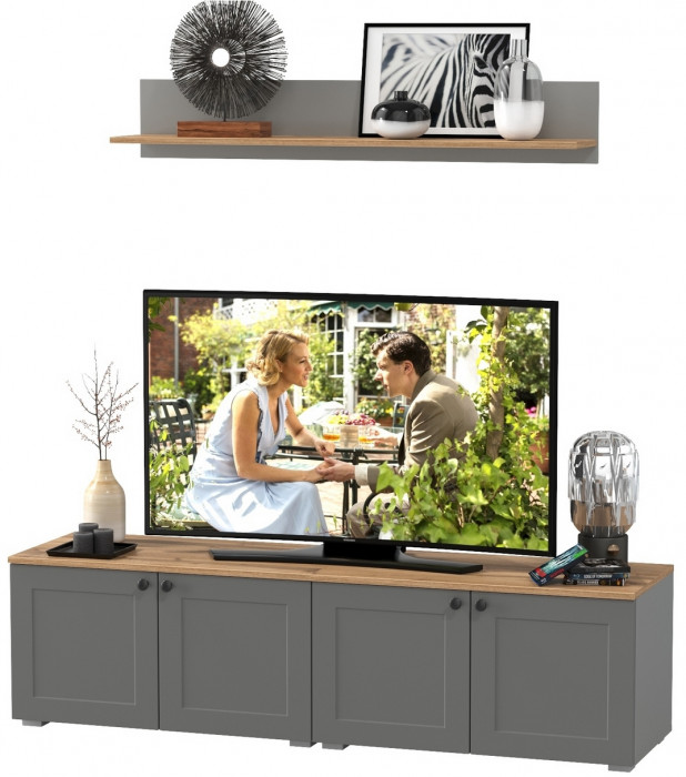 Остин Прихожая 64, серый графит/дуб крафт золотой