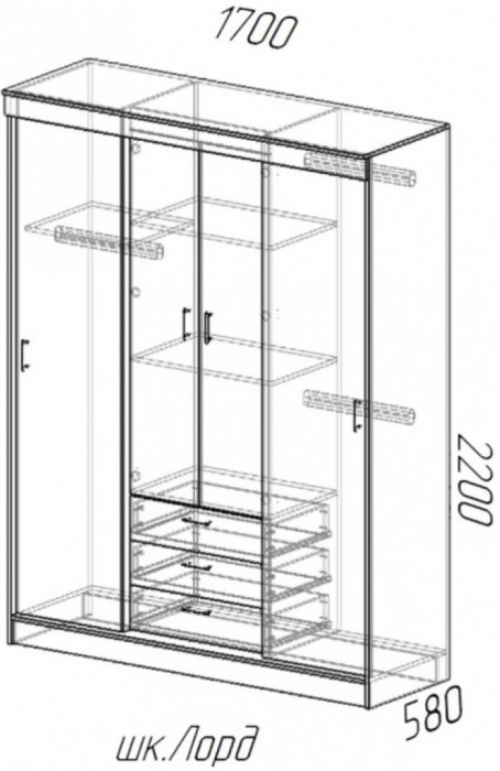 Лорд Шкаф-купе, Венге/лоредо