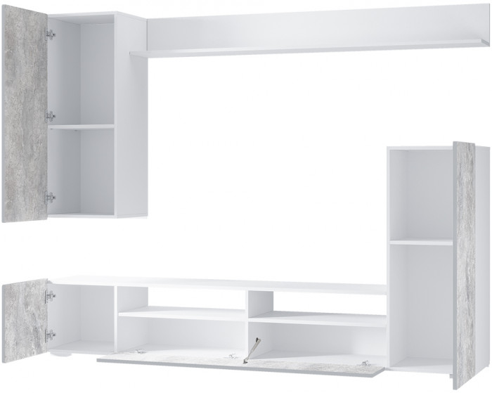Стенка в гостиную Диаманд, белый/цемент