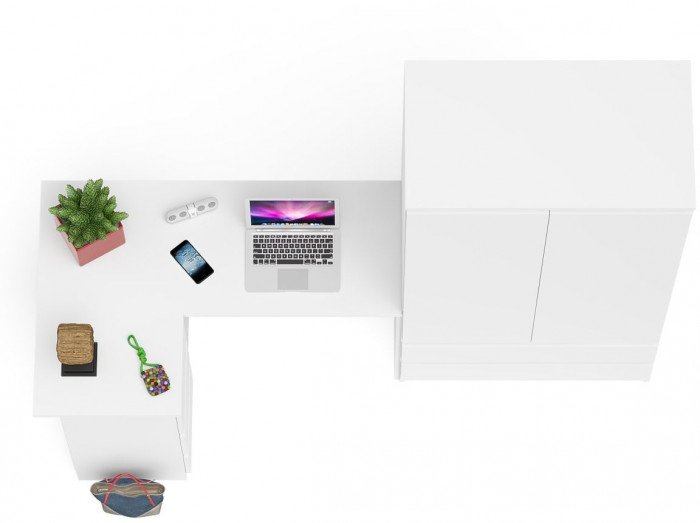Мори Стол компьютерный МС-16 левый + Шкаф МШ900.1, цвет белый, ШхГхВ 214,8х84,9х179,6 см., выдвижные ящики слева, НЕ универсальная сборка