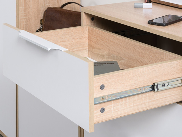 Куба Прихожая 5, обувница 13.114 + Зеркало, цвет дуб сонома/белый премиум, ШхГхВ 50х28,3х180 см.