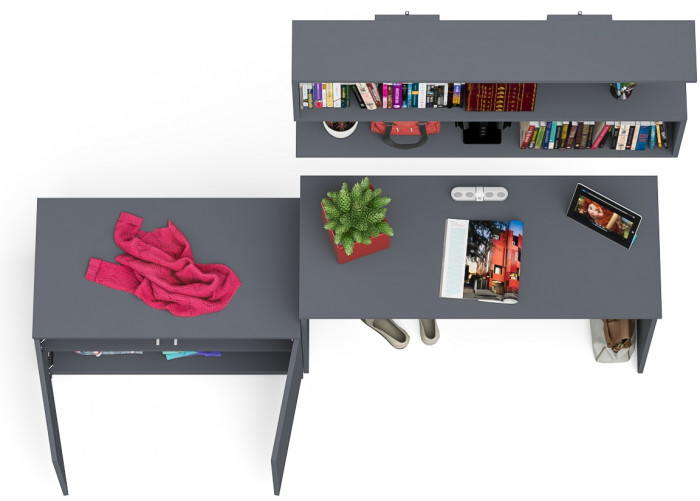 Мори письменный стол МСП1200.1 + Тумба МА900.1 + Полка 1200, графит