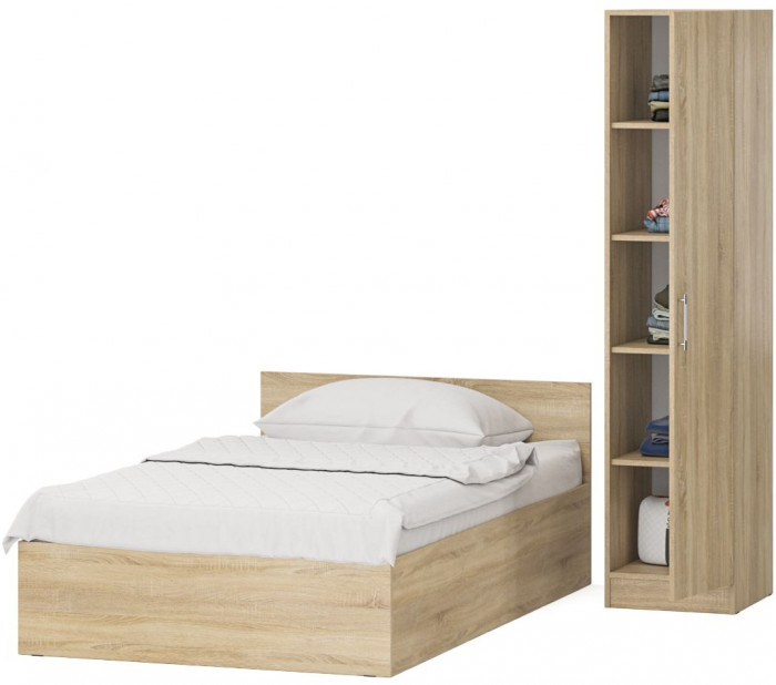 Кровать 1200 + Пенал Стандарт, дуб сонома