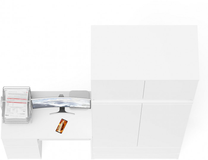 Мори компьютерный стол МС-1 левый + Шкаф МШ900.1 + Антресоль МА900.1, белый