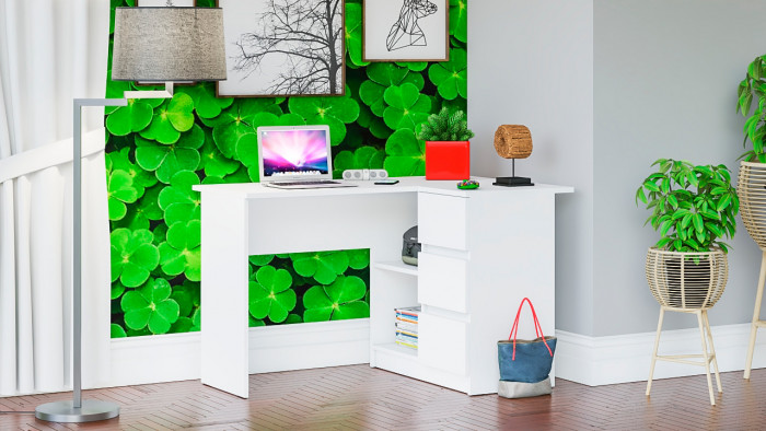 Мори компьютерный стол МС-16 правый, белый