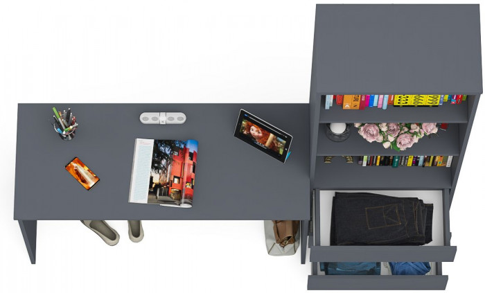 Мори письменный стол МСП1200.1 + Стеллаж МСТ600.3, графит