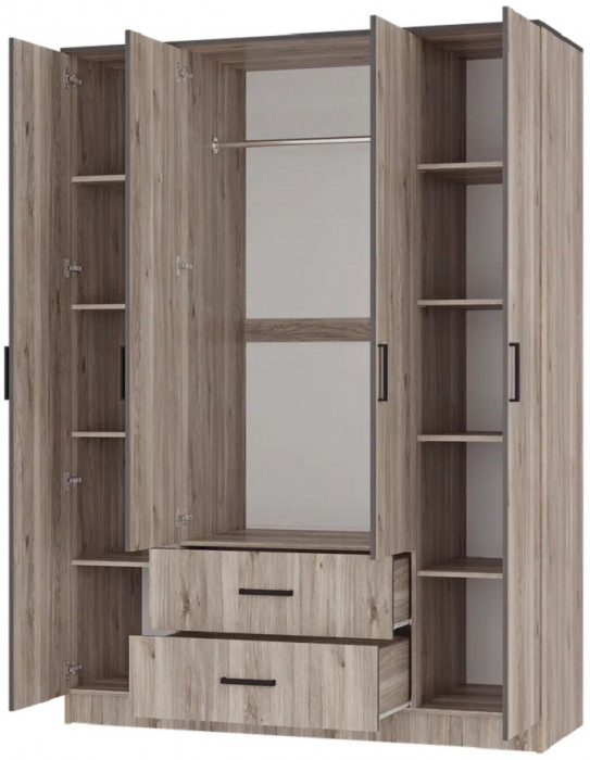 Шкаф 4-х створчатый Титан, Дуб смоки