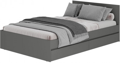 Кровать с настилом ЛДСП и ящиками Симпл КР-07 120х200, Графит