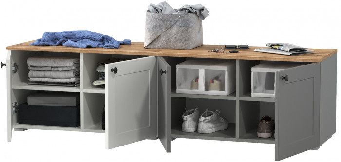 Остин 13.257 Тумба + 13.257 Тумба, белый шагрень/серый графит/дуб крафт золотой