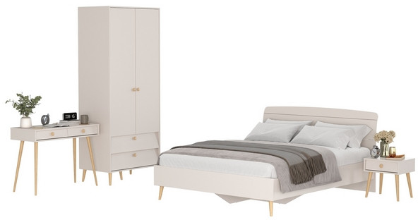 Афина Спальня 26-1600, цвет кашемир серый, сп.м. 1600х2000 мм., б/м, основание есть - фанера