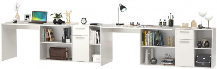 Лайт письменный стол 03.245F + 03.245F, белый шагрень