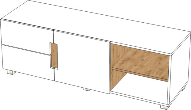 Тумба под ТВ для гостиной "Шанталь" - Дуб наварра/Белый