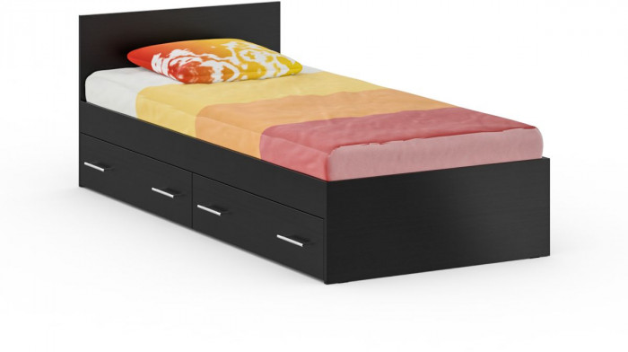 Кровать с ящиками 0900 + Пенал Стандарт, цвет венге, ШхГхВ 93,5х203,5х70 + 45х52х200 см., сп.м. 900х2000 мм., без матраса, основание есть