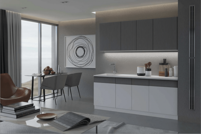 Кухня МДФ Оливия 2000 (Шарли Пинк/Шарли Мокко, Белый)