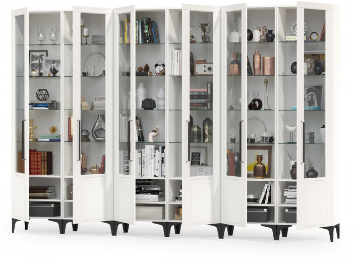 Валенсия Гостиная № 132, ЛДСП белый шагрень/МДФ белый шагрень