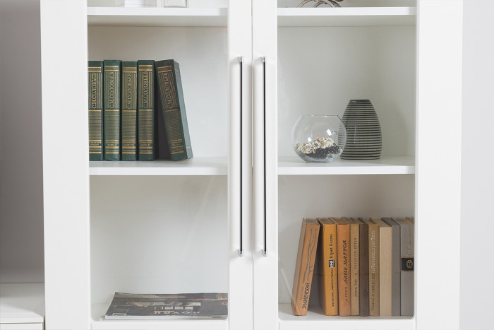 Валенсия Гостиная № 121, ЛДСП белый шагрень/МДФ белый шагрень