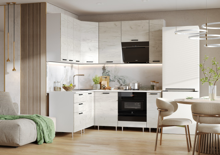 Кухня Рио NEW ЛДСП 1,6х2,0/900м (490), Компановка №2, Белый/Крафт белый