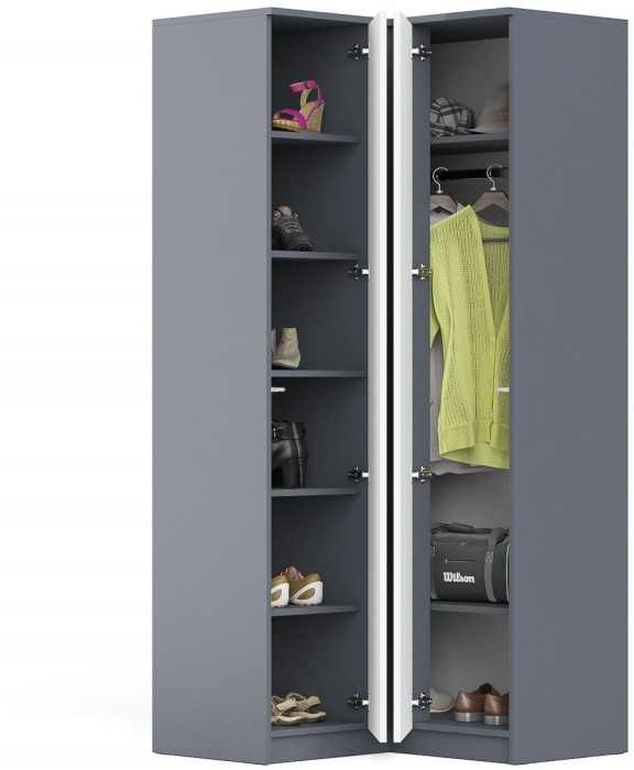 Мори угловой шкаф МШУ960.1, графит/белый