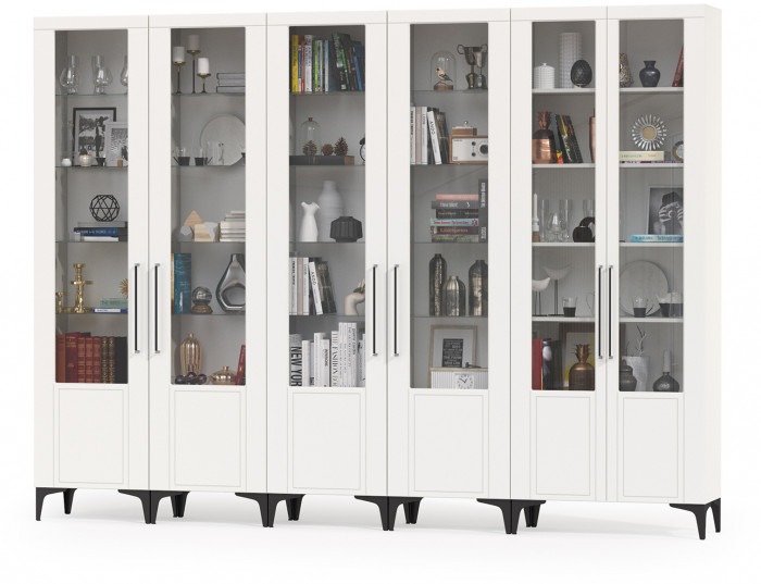 Валенсия Гостиная № 133, ЛДСП белый шагрень/МДФ белый шагрень