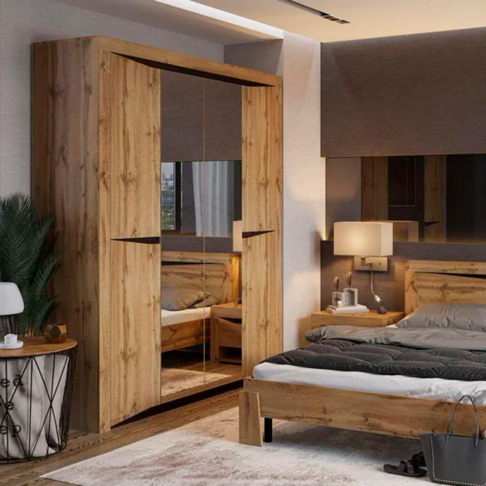 Спальня "Паола" ШК 703 (1780х2200х532 мм) дуб крафт золото