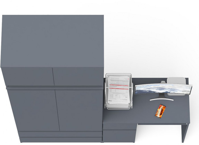 Мори компьютерный стол МС-1 левый + Шкаф МШ900.1 + Антресоль МА900.1, графит