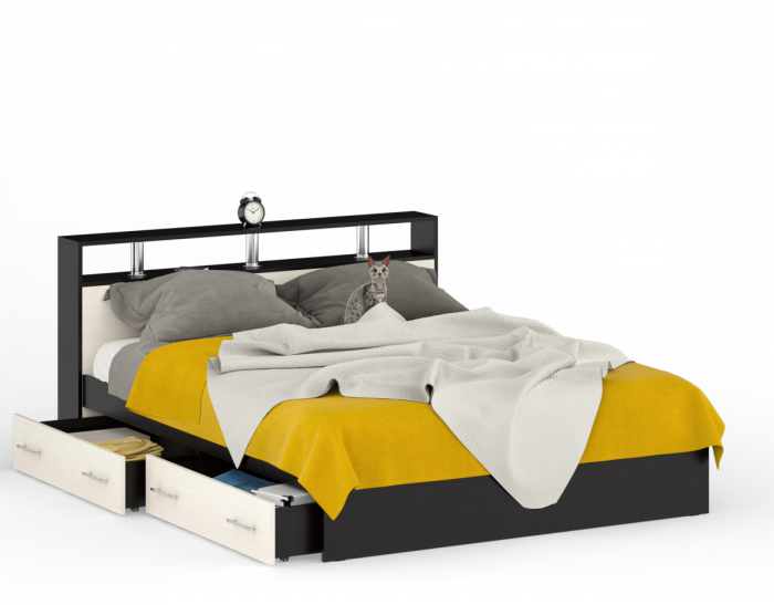 Камелия Кровать с ящиками 1600, венге/дуб лоредо