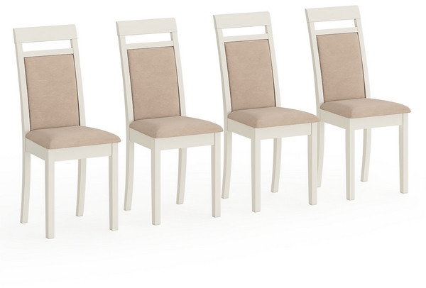 Четыре стула Мебель--24 Гольф-12 разборных, цвет слоновая кость, обивка ткань велюр бежевый 05, 40х40х100 см., от пола до верха сид. 47 см.(мягк. сп)