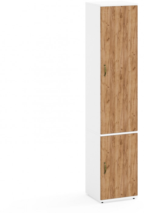 Лидер-8 Модуль Пенал МД 21Б, белый шагрень/крафт золото