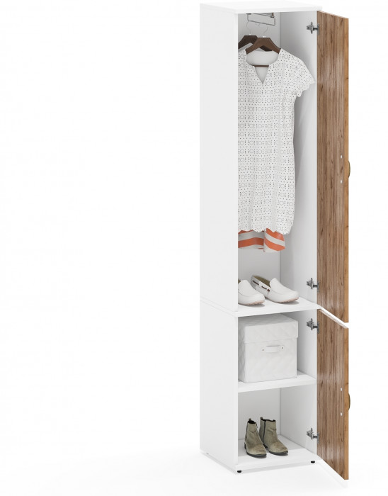 Лидер-8 Модуль Пенал МД 21Б, белый шагрень/крафт золото