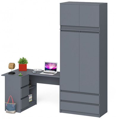 Мори компьютерный стол МС-16 левый + Шкаф МШ900.1 + Антресоль МА900.1, графит