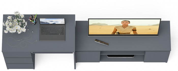 Мори компьютерный стол МС-6 левый + Тумба МТВ1200.1, графит