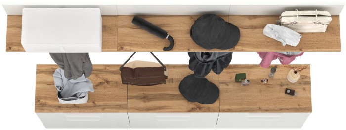 Октава Прихожая 08, белый шагрень/дуб крафт золотой/фасады МДФ белый шагрень