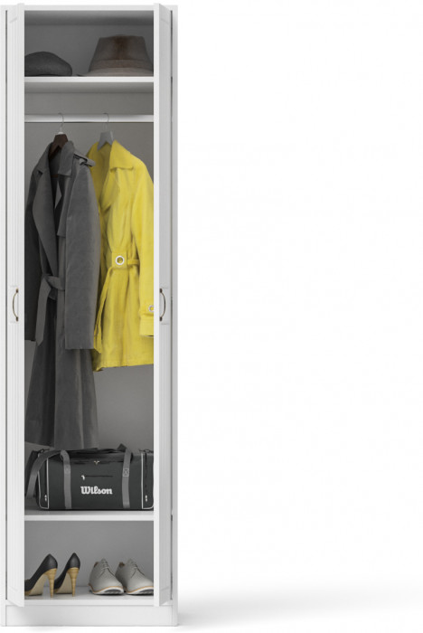 Прихожая П-6 Шкаф, белая шагрень/фасады МДФ белое дерево фрезеровка прованс