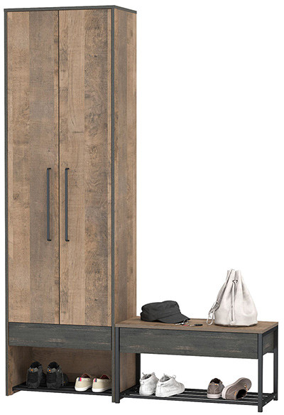 Трувор 13.328.02 Шкаф для одежды + 13.241.03 Тумба для обуви, дуб гранж песочный/интра