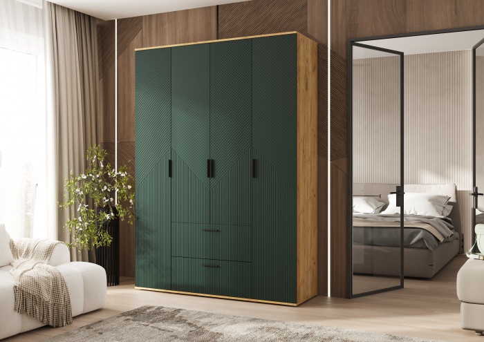 Сильвия Шкаф 4-х створчатый 1600, Браш Мени Грин/Дуб Крафт