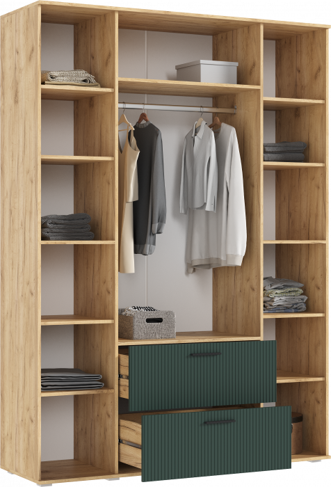 Сильвия Шкаф 4-х створчатый 1600, Браш Мени Грин/Дуб Крафт
