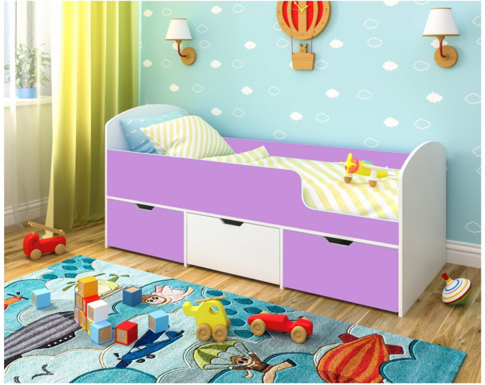 Кровать Малыш Мини (Дуб молочный/Лайм)