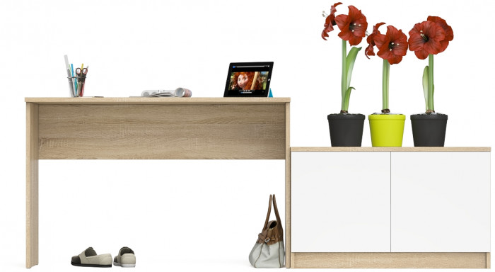 Мори письменный стол МСП1200.1 + Тумба МА900.1, дуб сонома/белый